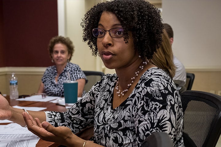 close up of Dana Wiggins talking