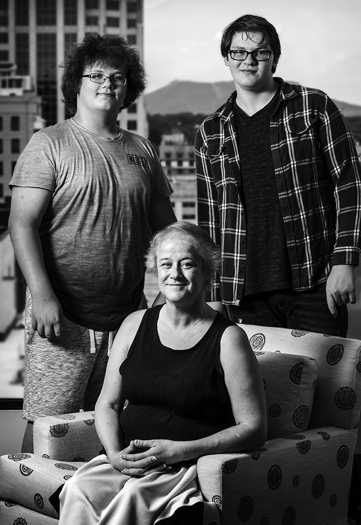 Headshot of Kathryn and her sons