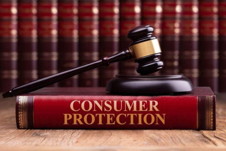 Consumer Rights Law book with gavel on top of it