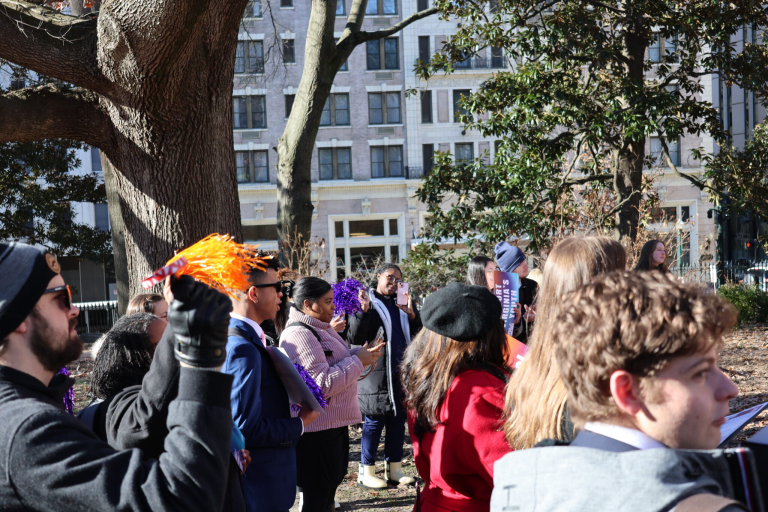 healthy school meals for all rally at the capitol in february 2025 with voices for va children, vplc, and the american heart association